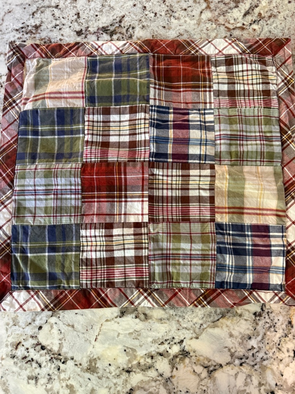 Plaid Patchwork Throw pillow cover - Red, Green, Blue, Cream